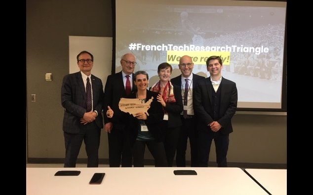 Ambassadeur Philippe Etienne, Consul général Vincent Hommeril, Claire-Juliette Beale et les co-fondateurs de la French Tech Raleigh - Research Triangle (février 2020)